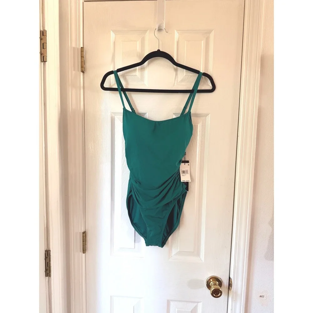 La Blanca Island Goddess One Piece Swimsuit Jungle Green Ruched LB0IG24-JNG 8